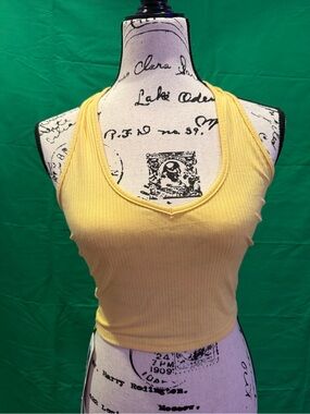 Women’s Ribbed Scoop Neck Yellow Racerback Tank